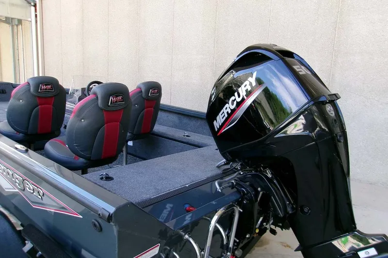 Slide: The Image of 2025 Ranger VS1665SC boat with Mercury engine and stylish seating. - 1