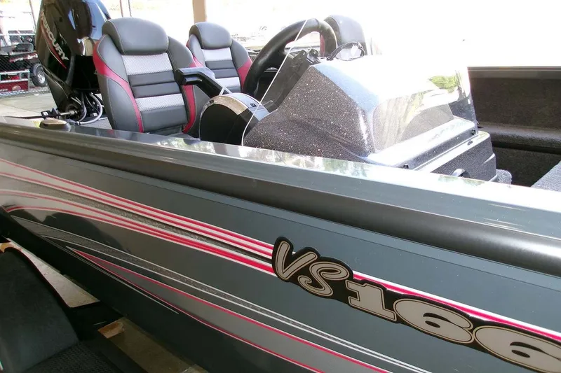 Slide: The Image of 2025 Ranger VS1665SC boat interior with sleek design and comfortable seating. - 3
