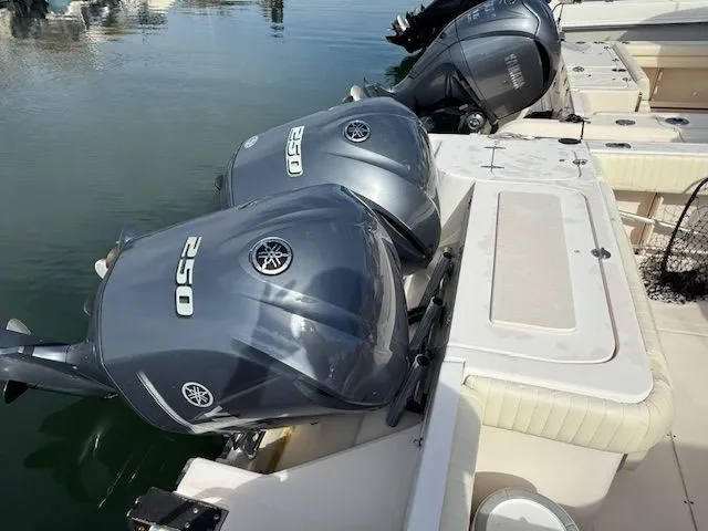 Slide: The Image of 2005 Grady-White Chase 273 boat with twin Yamaha 250 outboard engines. - 3