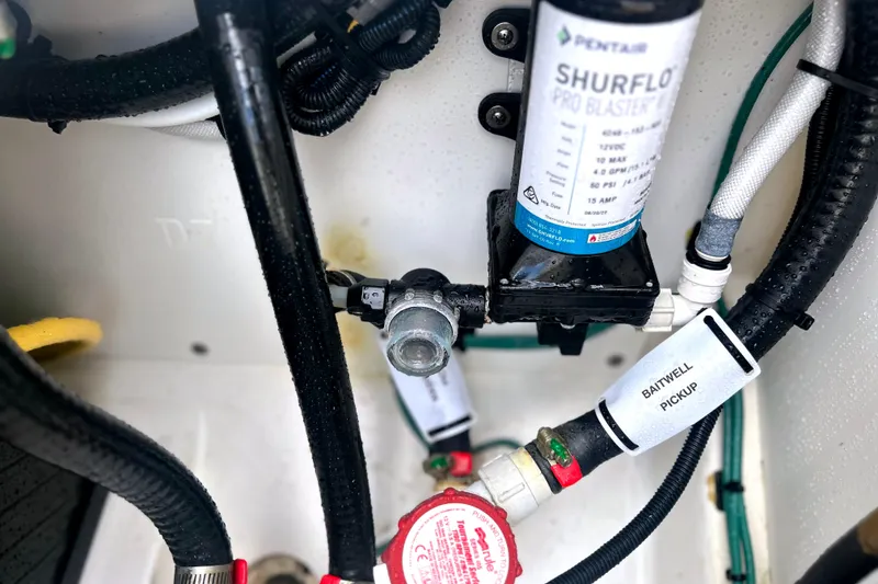 Slide: The Image of 2023 Pursuit DC 266 Dual Console boat plumbing system with Shurflo Pro Blaster pump. - 33