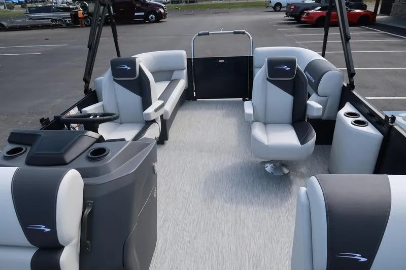 Slide: The Image of 2026 Bennington S Quad Bench 20 SSR interior with modern seating and sleek design. - 11