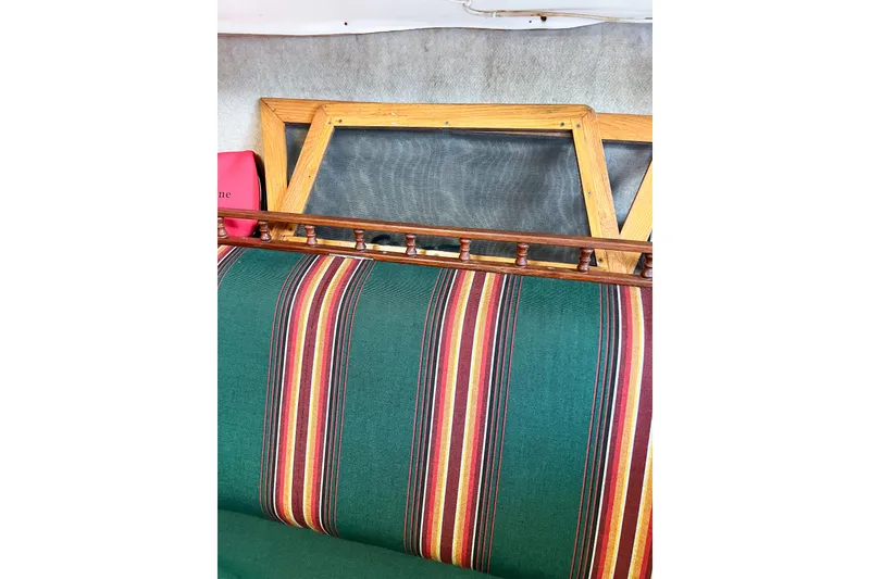 Slide: The Image of Striped fabric with wooden frame, CAL 34, 1978 model interior detail. - 46