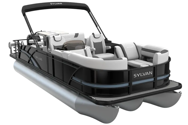 Slide: The Image of 2026 Sylvan L3 DLZ DH Bar pontoon boat with luxurious seating and modern design. - 10