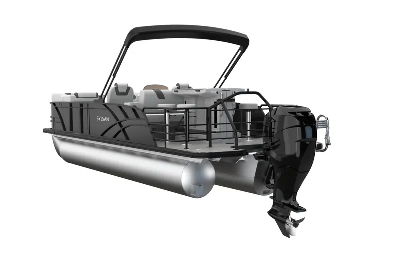 Slide: The Image of 2026 Sylvan L3 DLZ DH Bar pontoon boat with sleek design and modern seating. - 11