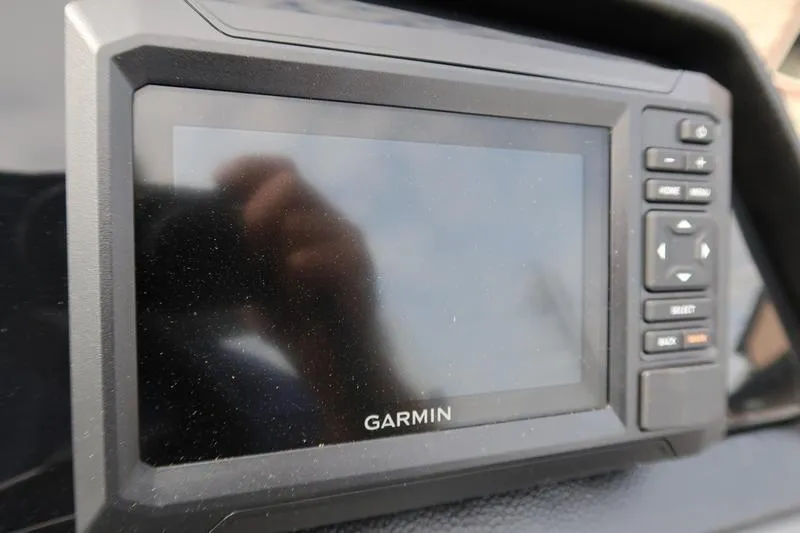 Slide: The Image of 2026 Bennington S Swingback 22 SSB boat seat with cup holders, gray and white upholstery. - 17