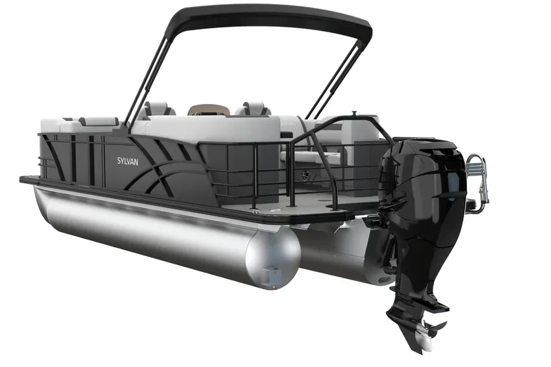 Slide: The Image of 2026 Sylvan L3 LZ DH pontoon boat with modern seating and sleek design. - 2