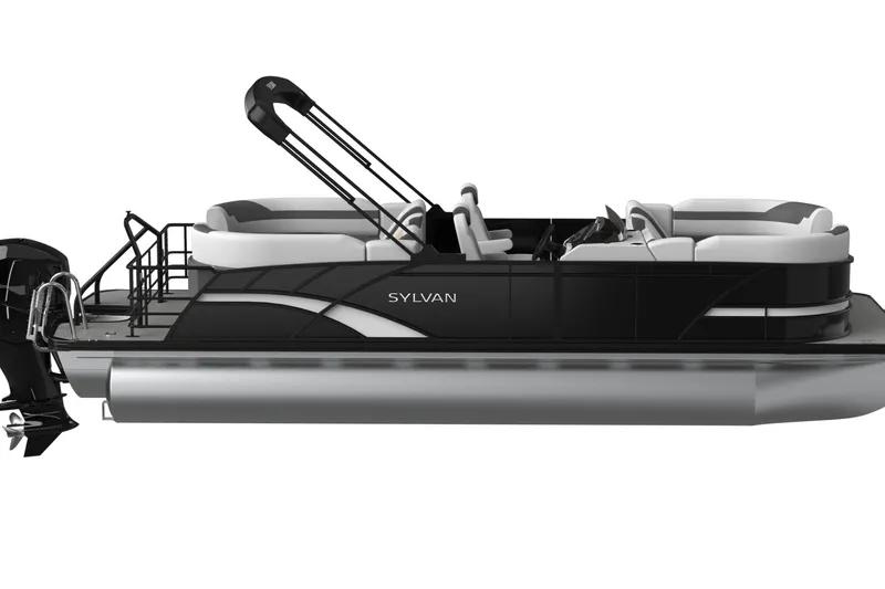Slide: The Image of 2026 Sylvan L3 LZ DH pontoon boat interior with modern seating and steering console. - 4
