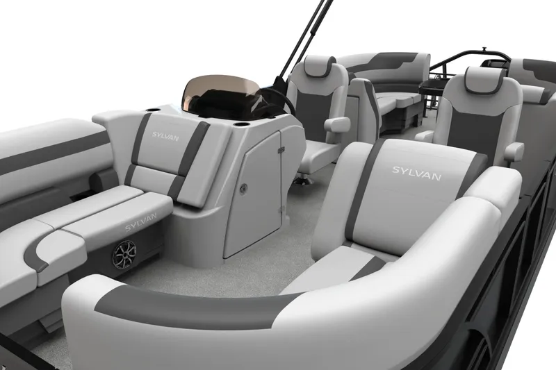 Slide: The Image of 2026 Sylvan L3 LZ DH pontoon boat with spacious seating and modern design. - 5