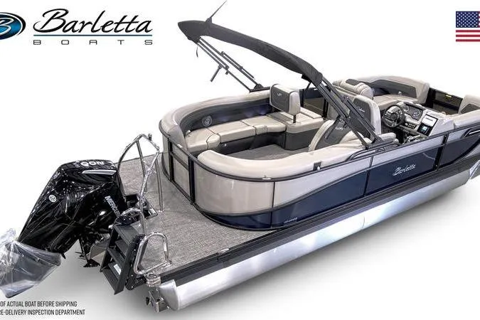 Slide: The Image of 2026 Barletta C22Q pontoon boat with sleek design and modern features. - 3