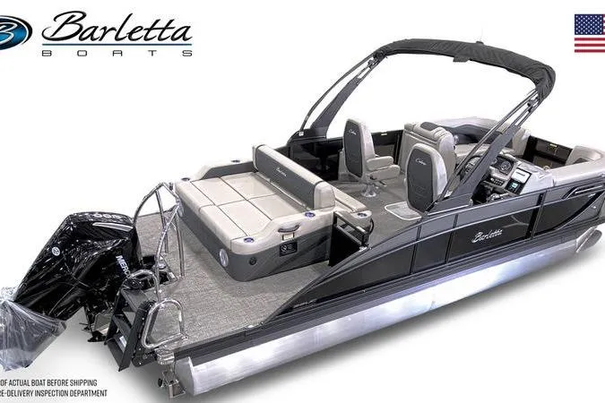 Slide: The Image of 2026 Barletta C22UC pontoon boat with sleek design and modern features. - 3