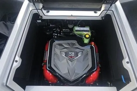 Slide: The Image of 2025 Nautique Super Air Nautique G23 engine compartment with modern design and components. - 13