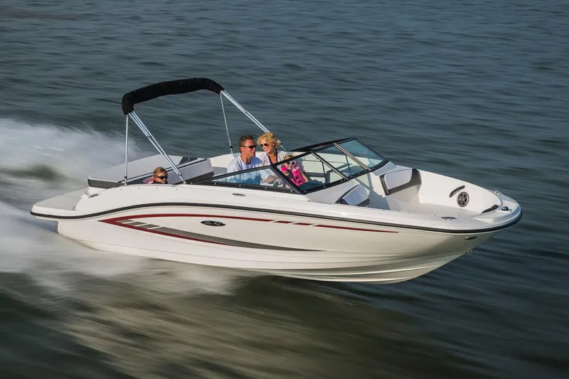 Slide: The Image of Manufacturer Provided Image: 2018 Sea Ray SPX 190 boat speeding on water with passengers. - 3