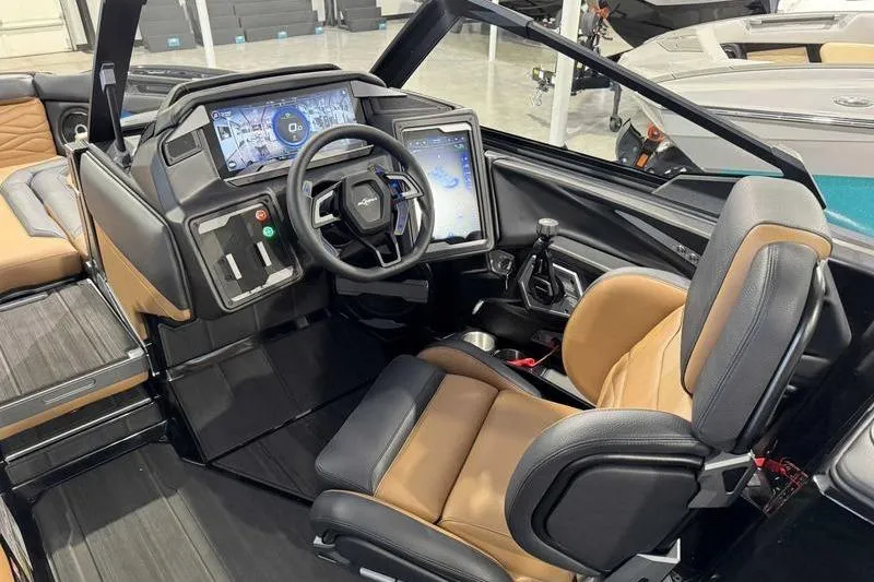 Slide: The Image of 2026 Supra SL boat interior with advanced dashboard and luxurious seating. - 12