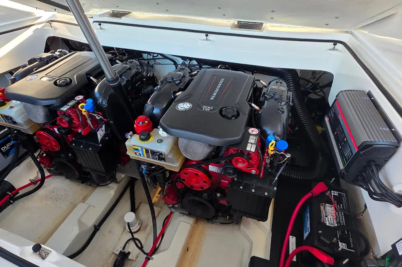 Slide: The Image of 2023 Cobalt R30 engine compartment with dual Volvo Penta engines and battery system. - 50