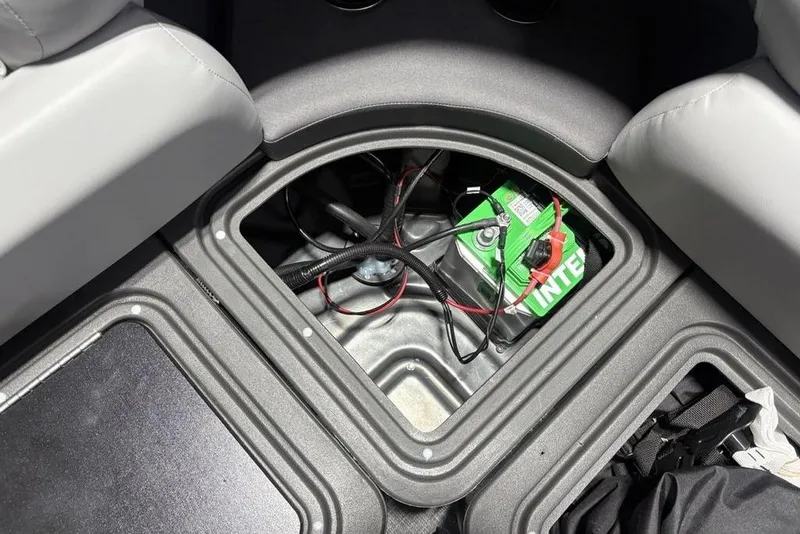 Slide: The Image of Battery compartment of 2026 Sun Tracker PARTY BARGE® 20 DLX pontoon boat. - 28