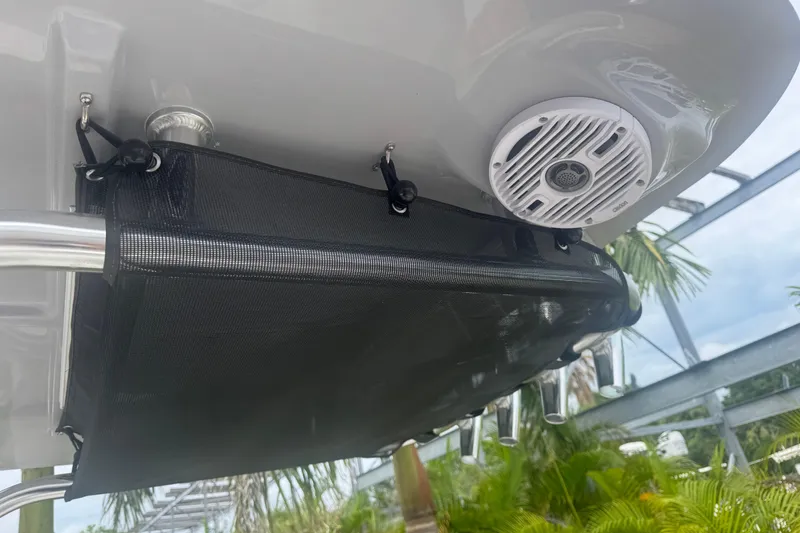 Slide: The Image of 2026 Key West 203 FS boat speaker and storage net detail. - 11