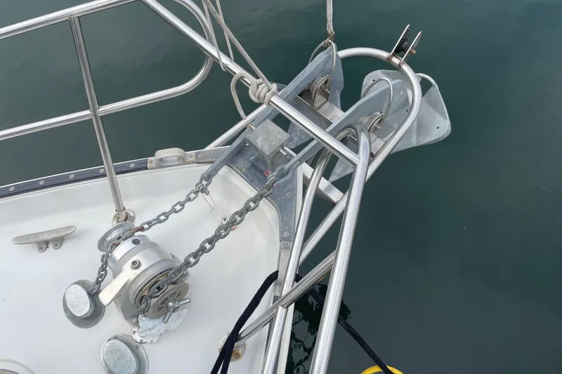 Slide: The Image of Anchor and chain mechanism on 1983 Nonsuch 30 Classic sailboat. - 6