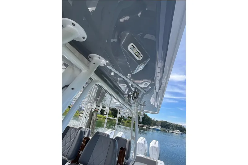 Slide: The Image of 2025 Freeman 42 LR boat interior with sleek design and luxurious seating. - 34