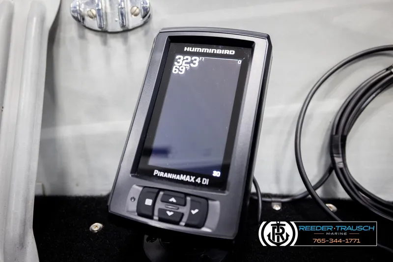 Slide: The Image of Fishfinder display on a 1993 Sylvan 14 VFO boat, showing depth and temperature. - 25