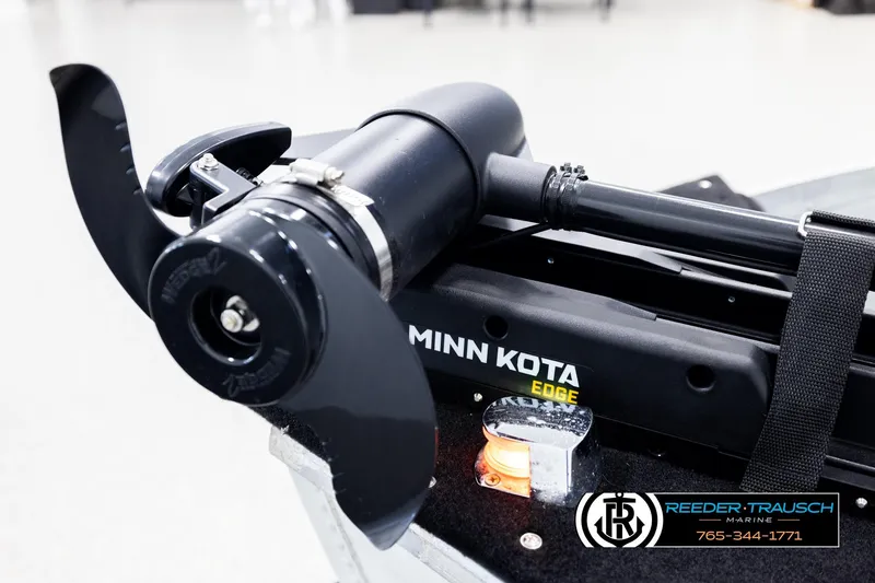Slide: The Image of Minn Kota Edge trolling motor on Sylvan 14 VFO, 1993 model, by Reeder-Trausch Marine. - 27