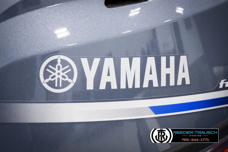 Slide: The Image of Close-up of Yamaha logo on a Sylvan 14 VFO boat, 1993 model. - 31