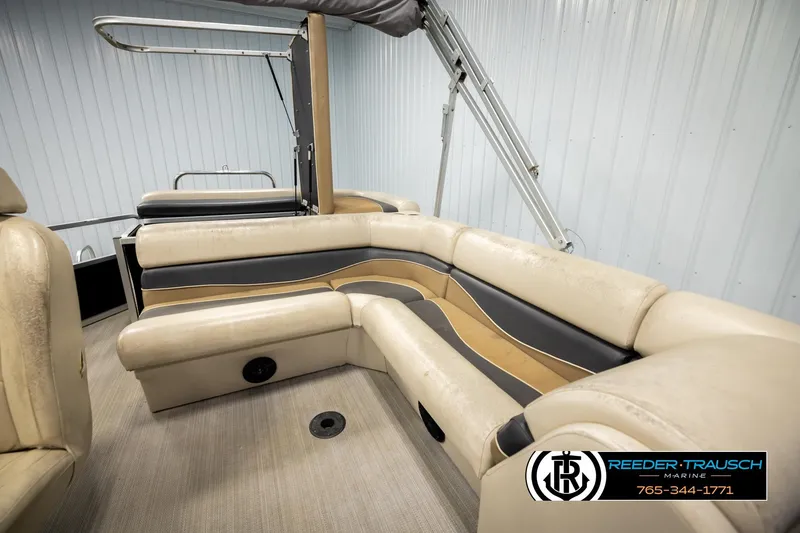 Slide: The Image of Interior of 2011 Misty Harbor 2285 CS pontoon boat with beige seating. - 21