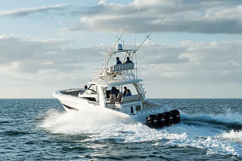 Slide: The Image of Manufacturer Provided Image: 2020 Boston Whaler 420 Outrage cruising on open water. - 3