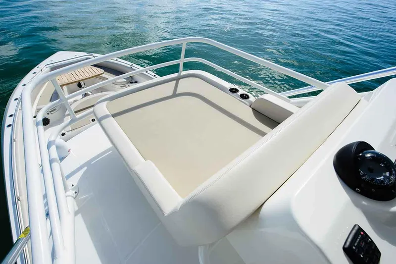 Slide: The Image of Manufacturer Provided Image: Boston Whaler 420 Outrage 2020 boat deck with cushioned seating. - 7