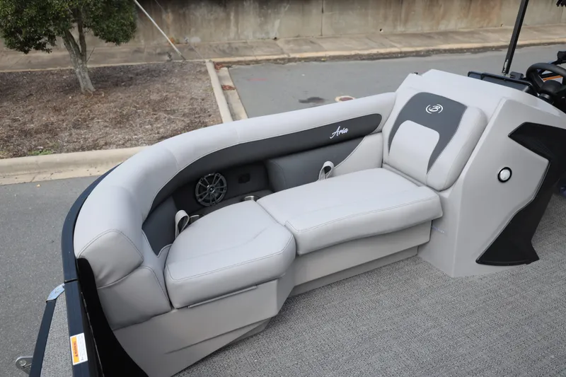 Slide: The Image of Luxurious seating on 2026 Barletta ARIA 22QC pontoon boat, featuring sleek design and comfort. - 9