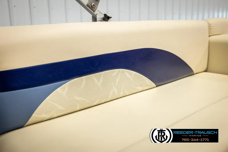 Slide: The Image of Beige and blue boat seat upholstery, Lowe LS 2220, 1998 model. - 34