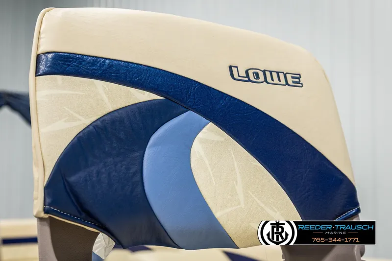 Slide: The Image of Boat seat with blue and beige design, Lowe LS 2220, 1998 model. - 41