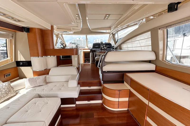 Slide: The Image of Luxurious interior of 2012 Azimut Fly 53 yacht with elegant seating and wood finishes. - 19