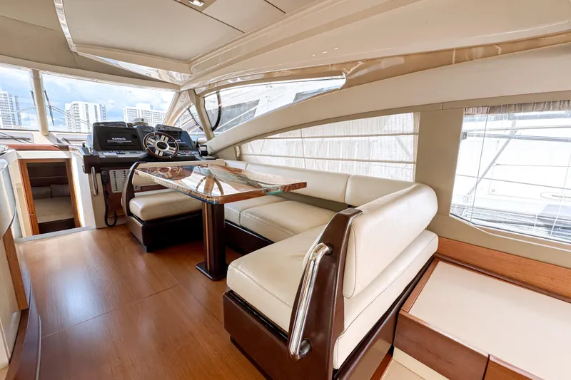 Slide: The Image of Luxurious interior of 2012 Azimut Fly 53 yacht with elegant seating and helm. - 21
