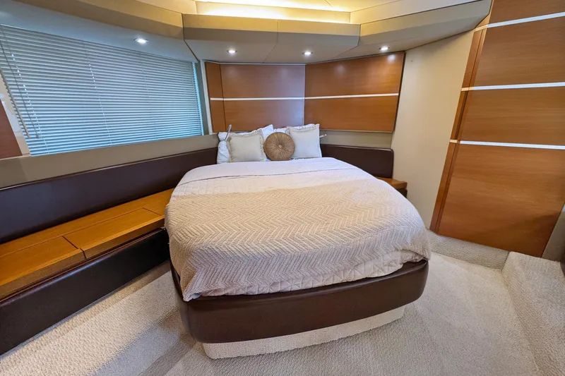 Slide: The Image of Luxurious bedroom interior of 2012 Azimut Fly 53 yacht with modern design elements. - 29
