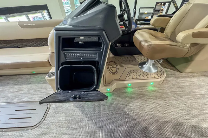 Slide: The Image of Interior of 2026 Veranda Relax VR265RC pontoon boat with luxurious seating and modern design. - 10
