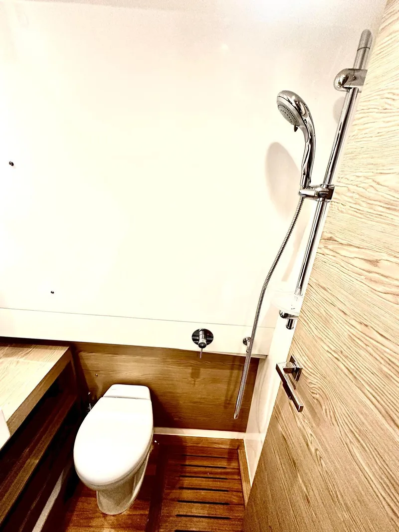 Slide: The Image of 2018 Azimut Verve 40 yacht bathroom with modern shower and toilet. - 39