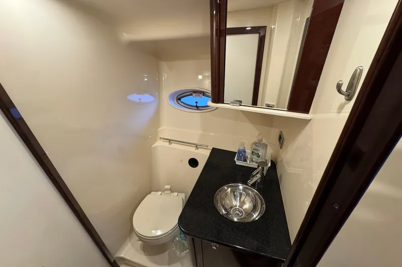Slide: The Image of Luxurious bathroom in 2010 Sea Ray 390 Sundancer yacht with modern amenities. - 36