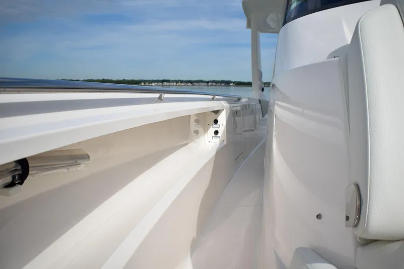 Slide: The Image of 2025 Tiara Yachts 43 LS deck view showcasing sleek design and modern features. - 28