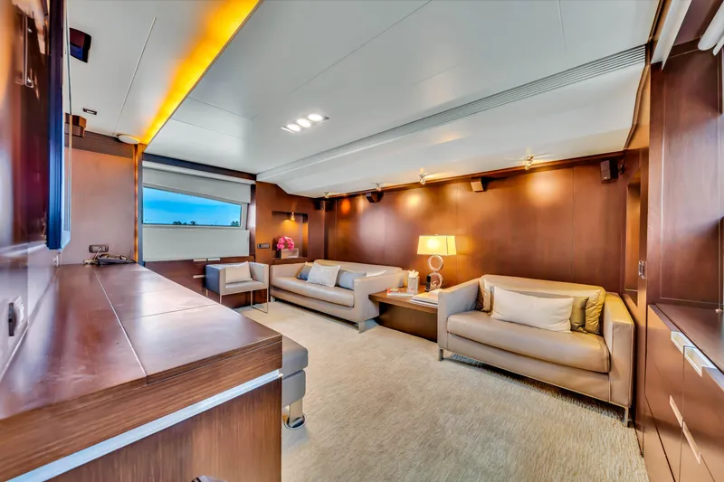 Slide: The Image of Luxurious 2012 Azimut yacht interior with elegant seating and modern lighting. - 25