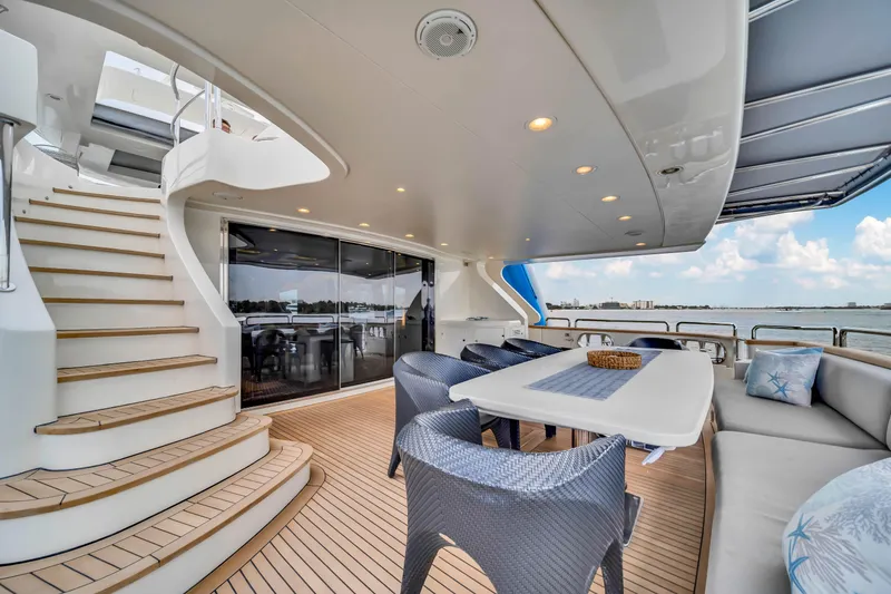 Slide: The Image of Luxurious 2012 Azimut yacht deck with elegant seating and ocean view. - 47