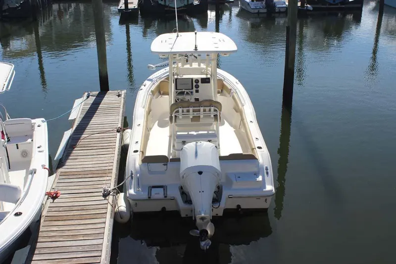 Slide: The Image of 2017 Key West 239 FS boat docked at marina, viewed from above. - 3