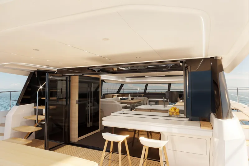 Slide: The Image of Luxurious 2026 Veya 53 yacht interior with modern kitchen and seating area. - 6