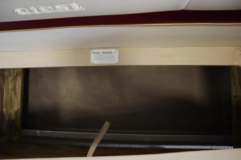 Slide: The Image of Interior view of a 1997 Crest 25 Caribbean boat with "Final Finish" label. - 26
