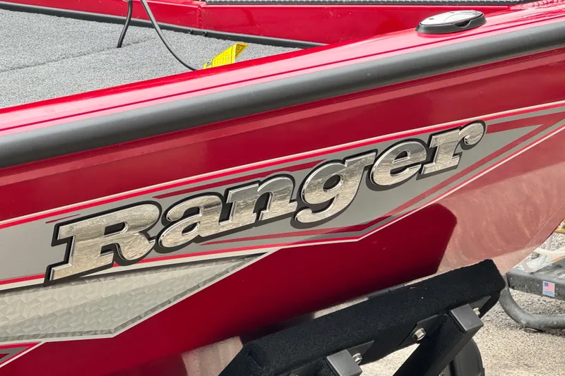 Slide: The Image of Red Bass Tracker RT178 boat, 2024 model, with "Ranger" logo on the side. - 7