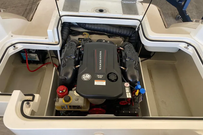 Slide: The Image of 2021 Cobalt R3 boat engine compartment with Volvo Penta V8 engine. - 9