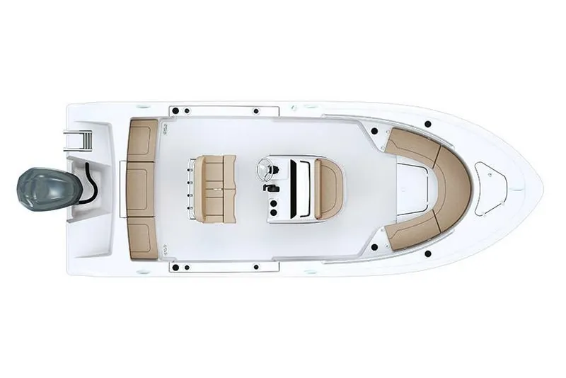 Slide: The Image of Manufacturer Provided Image: 2019 Sportsman Heritage 231 Center Console boat, top view, white with tan seating. - 34