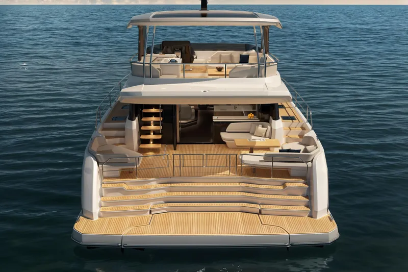 Slide: The Image of Luxury Veya 53 yacht, 2026 model, featuring spacious deck and modern design on open water. - 14
