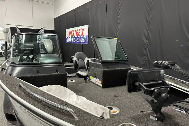 Slide: The Image of 2017 Alumacraft Trophy 185 boat interior with Humminbird electronics at Westre's Marine & Sport. - 7