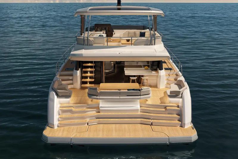 Slide: The Image of Luxury Veya 53 yacht, 2026 model, featuring spacious deck and modern design on open water. - 11