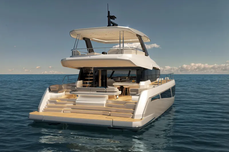 Slide: The Image of Luxury Veya 53 yacht, 2026 model, cruising on open sea under clear skies. - 7